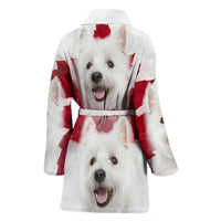 West Highland White Terrier Print Women's Bath Robe-Free Shipping - Deruj.com
