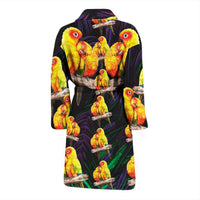Sun Conure Parrot Print Men's Bath Robe-Free Shipping - Deruj.com