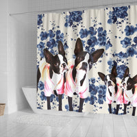 Boston Terrier Floral Print Shower Curtain-Free Shipping - Deruj.com