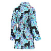 Rottweiler Dog Blue Floral Print Women's Bath Robe-Free Shipping - Deruj.com