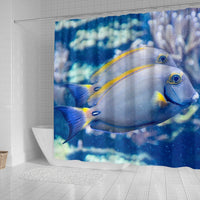 Grey And Yellow Tang Fish Print Shower Curtain-Free Shipping - Deruj.com