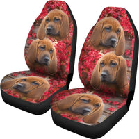 Redbone Coonhound On Flower Print Car Seat Covers-Free Shipping - Deruj.com