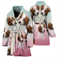 Cute Brittany Dog Print Women's Bath Robe-Free Shipping - Deruj.com