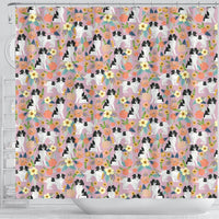 Japanese Chin Dog Floral Print Shower Curtains-Free Shipping - Deruj.com
