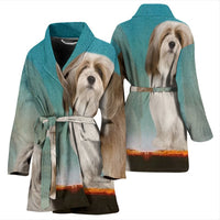 Cute Lhasa Apso Dog Print Women's Bath Robe-Free Shipping - Deruj.com