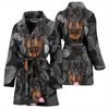 Rottweiler Dog On Black Print Women's Bath Robe-Free Shipping - Deruj.com