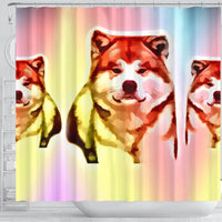 Colorful Akita Dog Print Shower Curtain-Free Shipping - Deruj.com