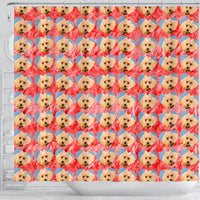 Poodle Dog On Hearts Print Shower Curtain-Free Shipping - Deruj.com