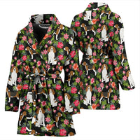 Beagle Dog Floral Print Women's Bath Robe-Free Shipping - Deruj.com