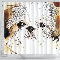 Cute Shih Tzu Dog Art Print Shower Curtain-Free Shipping - Deruj.com