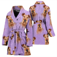 Irish Terrier Dog Patterns Print Women's Bath Robe-Free Shipping - Deruj.com