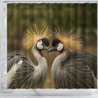 Grey Crowned Crane Bird Print Shower Curtains-Free Shipping - Deruj.com