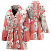 Maltese Dog On Pink Print Women's Bath Robe-Free Shipping - Deruj.com