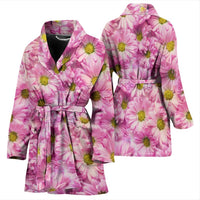 Pink Daisy Flower Print Women's Bath Robe-Free Shipping - Deruj.com
