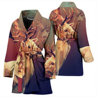 Amazing Deer Vector Art Print Women's Bath Robe-Free Shipping - Deruj.com