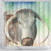 English Longhorn Cattle (Cow) Print Shower Curtain-Free Shipping - Deruj.com