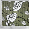 White Fish Print Shower Curtain-Free Shipping - Deruj.com