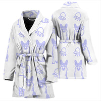 Pembroke Welsh Corgi Paws Print Women's Bath Robe-Free Shipping - Deruj.com