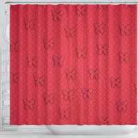 Butterfly Print On Red Shower Curtain-Free Shipping - Deruj.com