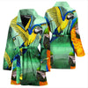 Blue And Yellow Macaw Parrot Print Women's Bath Rob-Free Shipping - Deruj.com