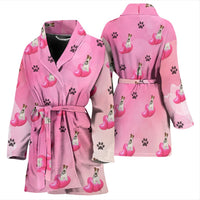 Wire Fox Terrier dog Patterns Print Women's Bath Robe-Free Shipping - Deruj.com