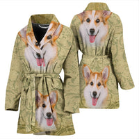 Cute Pembroke Welsh Corgi Print Women's Bath Robe-Free Shipping - Deruj.com