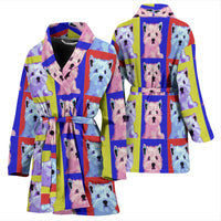 West Highland White Terrier Dog Color Pattern Print Women's Bath Robe-Free Shipping - Deruj.com