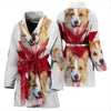 Pembroke Welsh Corgi On White Print Women's Bath Robe-Free Shipping - Deruj.com