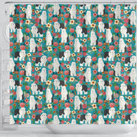 Old English Sheepdog Floral Print Shower Curtains-Free Shipping - Deruj.com