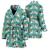 Toy Fox Terrier Dog Hearts Pattern Print Women's Bath Robe-Free Shipping - Deruj.com