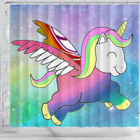 Cute Smiling Unicorn Print Shower Curtain-Free Shipping - Deruj.com