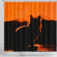 Cat Shadow Print Shower Curtain-Free Shipping - Deruj.com