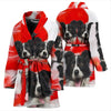 Border Collie On White Print Women's Bath Robe-Free Shipping - Deruj.com