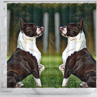 Boston Terrier Dog Paint Art Print Shower Curtains-Free Shipping - Deruj.com
