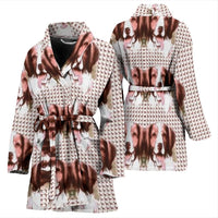 Brittany Dog Print Women's Bath Robe-Free Shipping - Deruj.com