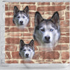 Siberian Husky On Wall Print Shower Curtains-Free Shipping - Deruj.com