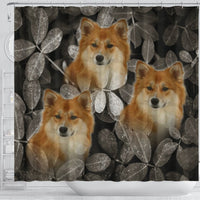 Icelandic Sheepdog On Black Print Shower Curtains-Free Shipping - Deruj.com