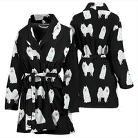 American Eskimo Dog Pattern Print Women's Bath Robe-Free Shipping - Deruj.com