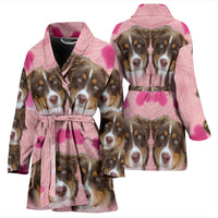 Miniature American Shepherd Print Women's Bath Robe-Free Shipping - Deruj.com