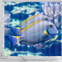 Grey And Yellow Tang Fish Print Shower Curtain-Free Shipping - Deruj.com