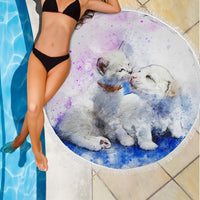 Cat And Dog Love Print Beach Blanket-Free Shipping - Deruj.com