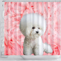 Bichon Frise On Pink Print Shower Curtains-Free Shipping - Deruj.com