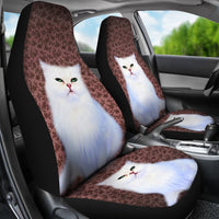 Cute White Persian Cat Print Car Seat Covers- Free Shipping - Deruj.com