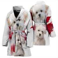 Cute Maltese Print Women's Bath Robe-Free Shipping - Deruj.com