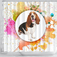 Colorful Basset Hound dog Print Shower Curtain-Free Shipping - Deruj.com