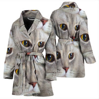 Cute Scottish Fold Cat Print Women's Bath Robe-Free Shipping - Deruj.com