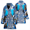 Blue Budgie Bird Print Women's Bath Rob-Free Shipping - Deruj.com