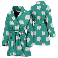 Pomeranian Dog Pattern Print Women's Bath Robe-Free Shipping - Deruj.com