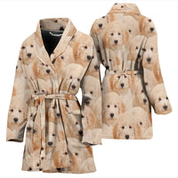 Goldendoodle In Lots Print Women's Bath Robe-Free Shipping - Deruj.com