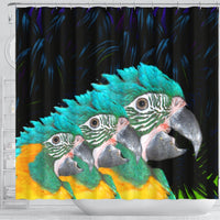 Blue Threaded Macaw Parrot Print Shower Curtains-Free Shipping - Deruj.com